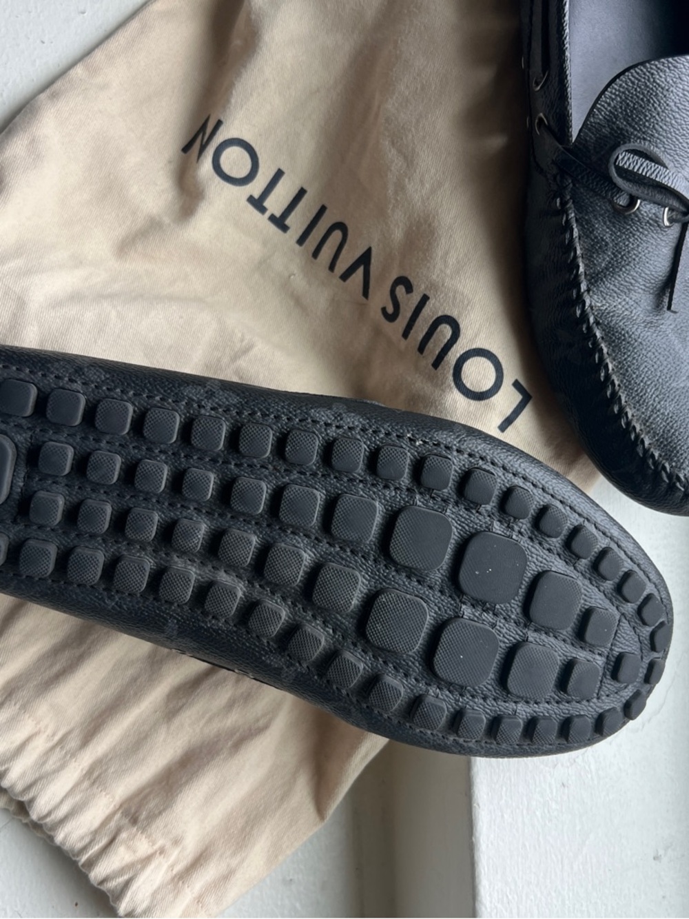 Louis Vuitton Black Monogram Leather Moccasin Loafers - Picture 2 of 3